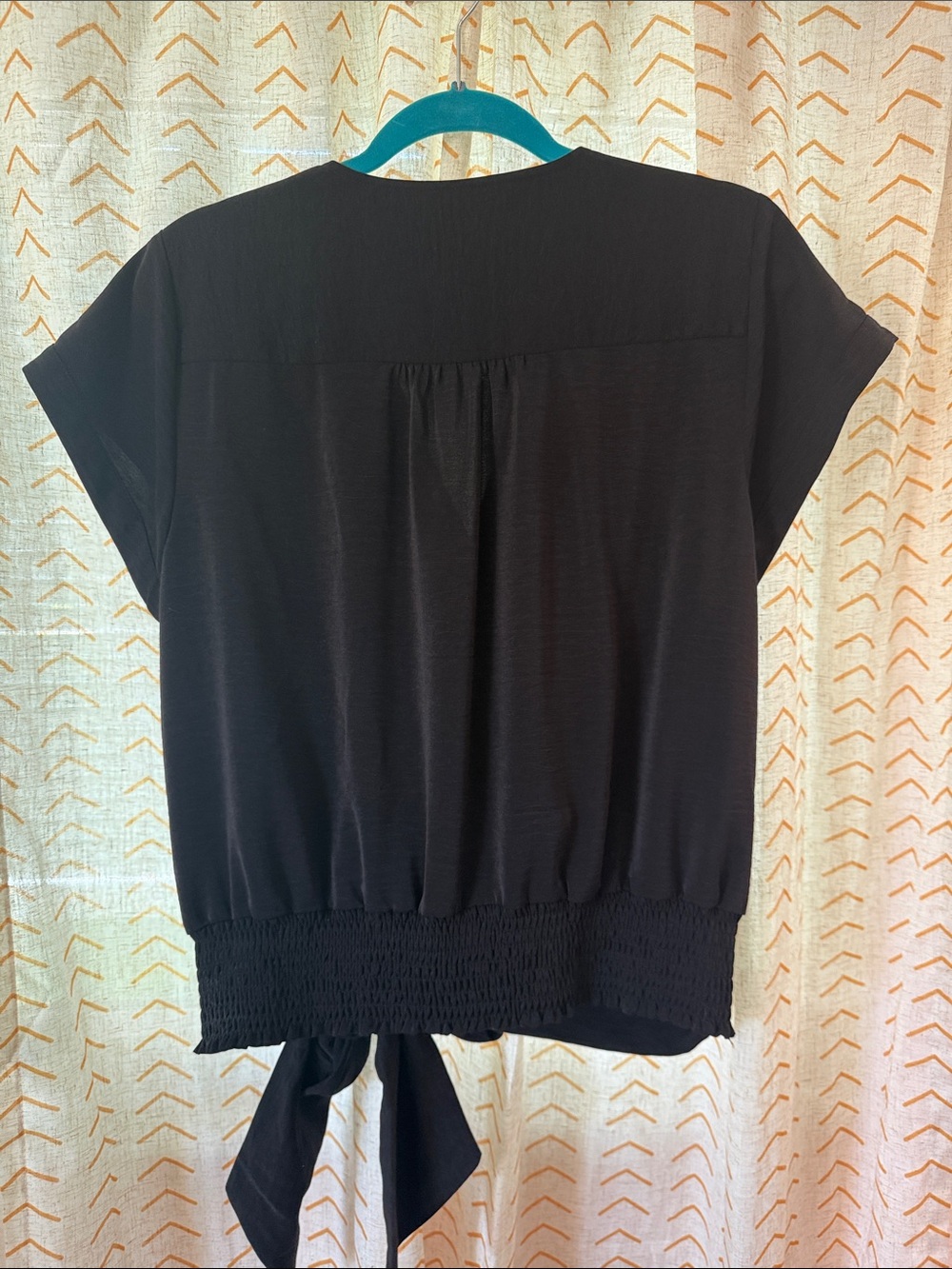 Nine West Black Wrap Tie Front Blouse - Picture 4 of 4